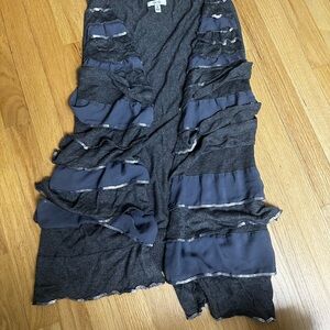 Cache Charcoal Gray Ruffle Open Cardigan